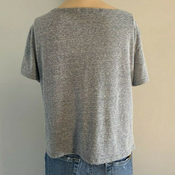 Kali Reve SZ L Gray Juniors Crop Top Short  Sleeve - Picture 5 of 8